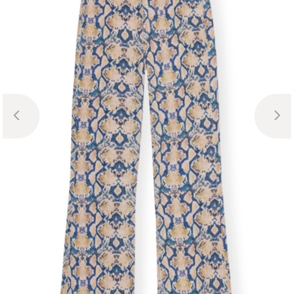 GANNI DENIM snakeskin flare pants in blue and tan, new with tags! - Picture 5 of 9